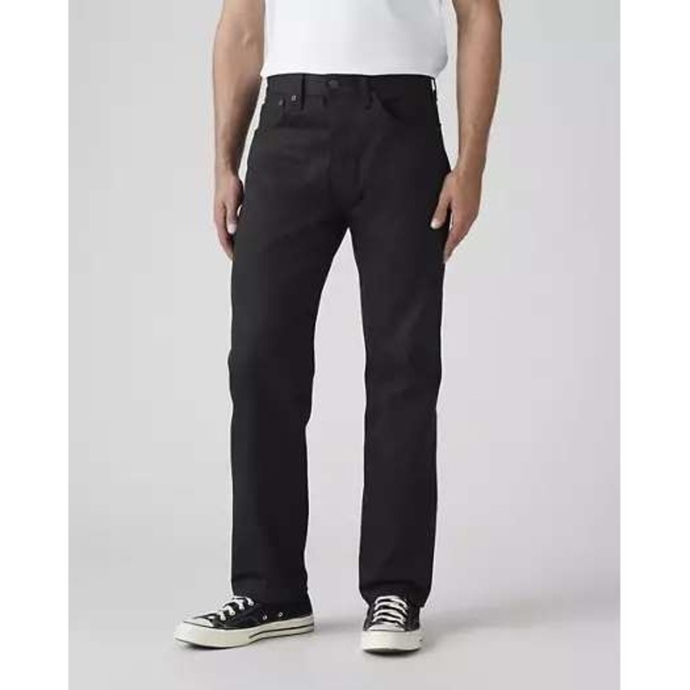 Levi's 501 Original 44x30 Raw Shrink-to-Fit Mens Button Fly Straight Jeans Black